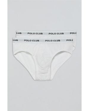 POLO CLUB Pack Di Due Slip Bianchi Con Particolare - Blu