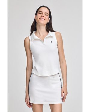 POLO CLUB Polo Bianca Smanicata Con Monogramma Ricamato - Bianco