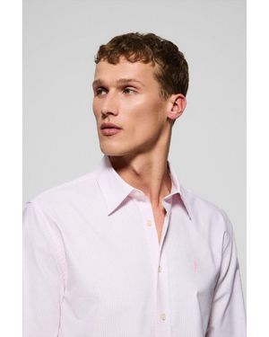POLO CLUB Camicia Righe Yale Rosa Con Logo Ricamato Rigby Go - Bianco