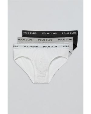 POLO CLUB Pack Di Tre Slip Nero, Grigio E Bianco Con Particolare - Multicolore