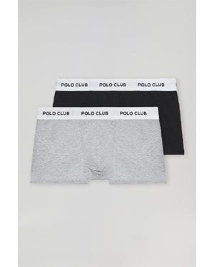 POLO CLUB Pack Di Due Boxer Neri E Grigi Con Logo - Grigio