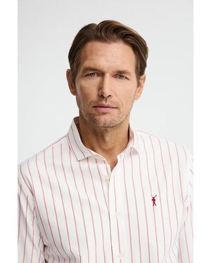POLO CLUB Camicia A Righe Color Ecrù E Rosso Con Collo Italiano, Regular Fit E Ricamo Rigby Go - Verde