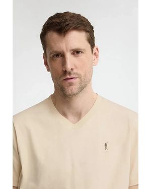 POLO CLUB Maglietta Color Crema Con Scollo A V Con Logo Rigby Go - Neutro