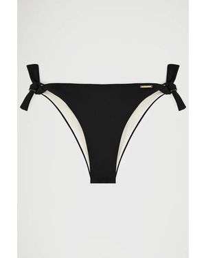 POLO CLUB Slip Bikini Reversibile Nero Ed Ecrù Con Logo