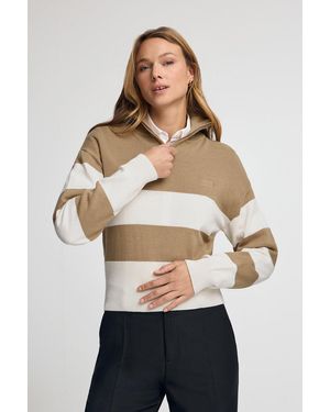 POLO CLUB Maglione A Righe Marrone Chiaro Ed Ecrù - Neutro
