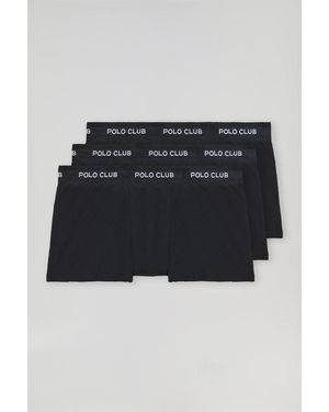 POLO CLUB Pack Di Tre Boxer Neri Con Logo - Nero