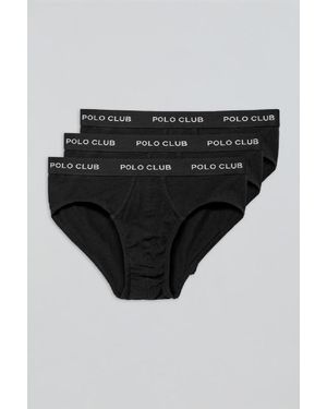 POLO CLUB Pack Di Tre Slip Neri Con Particolare - Nero