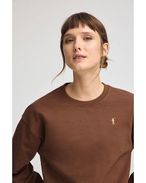 POLO CLUB Felpa Moka, Boxy Fit Con Logo Rigby Go - Marrone