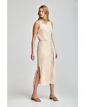 POLO CLUB Vestito Smanicato E Abbottonato Con Monogramma Ricamato - Neutro