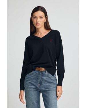 POLO CLUB Maglione Blu Marino Con Scollo A V