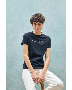 POLO CLUB Maglietta Basic Blu Marino Con Logo