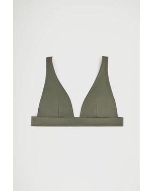 POLO CLUB Top Bikini Reversibile Verde Muschio Ed Ecrù Con Logo