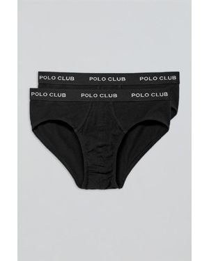 POLO CLUB Pack Di Due Slip Neri Con Particolare - Nero