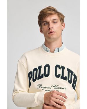 POLO CLUB Felpa Ecrù, Dal Fit Amplio Established 2012 - Neutro