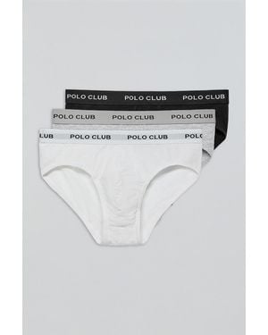 POLO CLUB Pack Di Tre Slip Nero, Grigio E Bianco Con Particolare - Multicolore