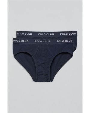 POLO CLUB Pack Di Due Slip Blu Marino Con Particolare