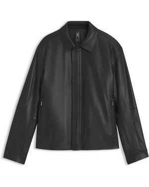 Porsche Lifestyle Leather Jacket With Concealed Magnetic Closure - Black