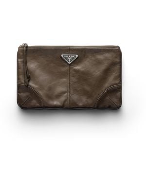 Prada Pouch De Piel, Hombre - Marrón