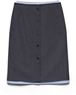 Prada Falda Ligera De Mohair Y Tejido Vaquero De Cambray, Mujer, Talla - Azul