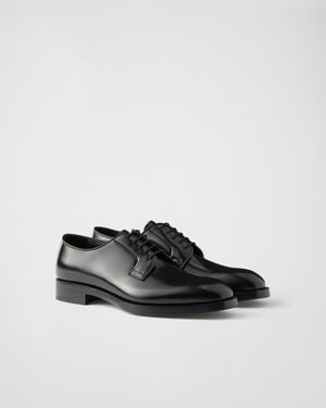 Prada Chaussures À Lacets En Cuir Brossé - Noir
