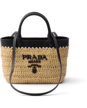 Prada Minibolso Tote De Croché Y Piel - Metálico