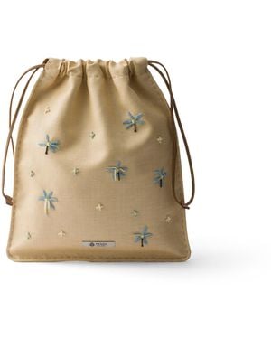 Prada Pouch De Lona Bordada Wish, Mujer - Neutro