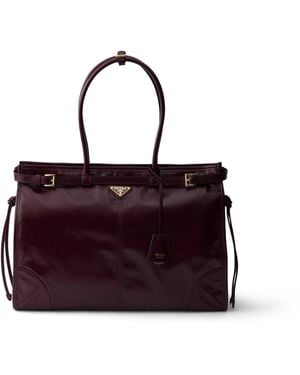 Prada Bolso Bonnie De Piel Extragrande, Mujer - Rojo