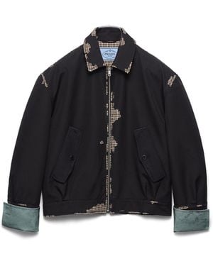Prada Chaqueta De Algodón Y Tejido Termoadherido Con Estampado De Pata De Gallo, Mujer, Talla - Negro
