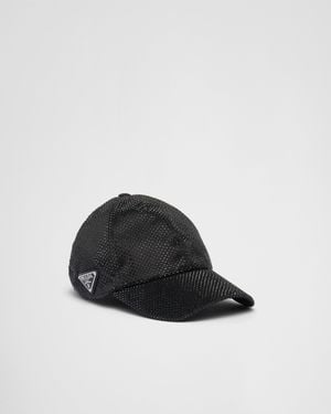 Prada Duchesse Baseball Cap With Crystals in Natural | Lyst