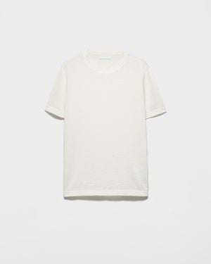 Prada T-Shirt Aus Kaschmir Und Seide - Weiß