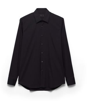 Prada Camisa De Algodón Elástico, Hombre, Talla - Azul
