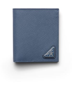 Prada Cartera De Piel Saffiano, Hombre - Azul