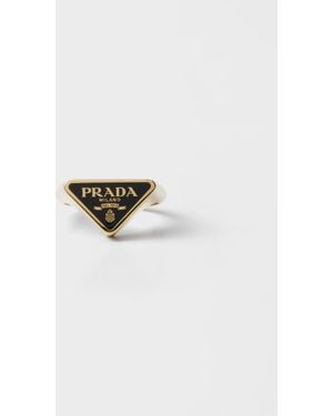 Prada Enameled Metal Ring - White