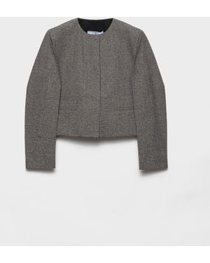 Prada Single-Breasted Princes Of Wales Mouliné Jacket - Gray
