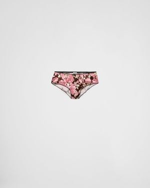 Prada Printed Satin Panty - White