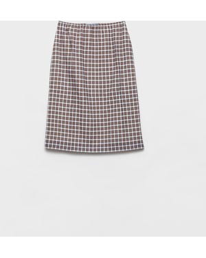 Prada Checked Stretch Georgette Skirt - White