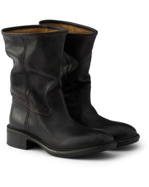 Prada Botas De Piel Con Efecto Desgastado, Mujer, Talla - Negro
