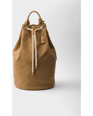 Prada Canvas Drawstring Duffle Bag - Natural