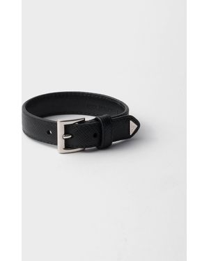 Prada Saffiano Leather Bracelet - Black