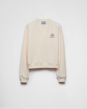 Prada Felpa Con Scollo A V - Bianco
