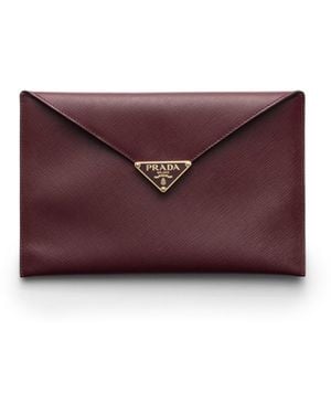 Prada Cartera De Mano De Piel Saffiano Con Solapa, Mujer - Morado