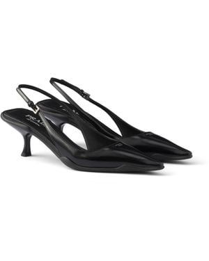 Prada Zapatos De Tacón Brushed Con Tira Trasera - Negro