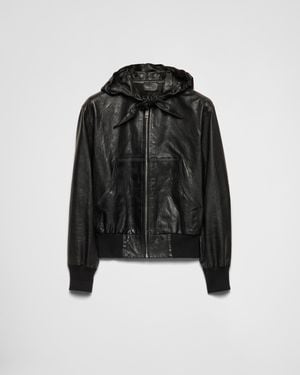 Prada Sweat À Capuche En Cuir - Noir