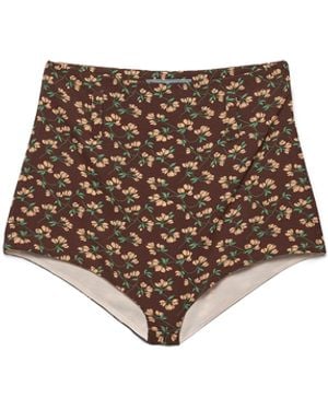 Prada Braguitas De Georgette Con Estampado Floral, Mujer, Talla - Blanco