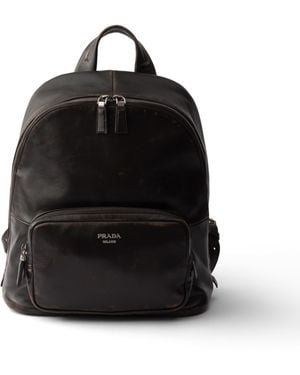 Prada Mochila De Napa Con Acabado Desgastado Hombre - Negro