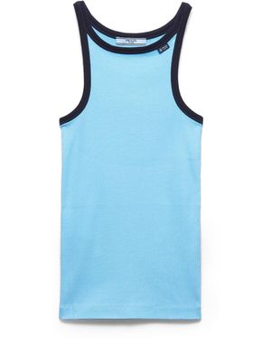Prada Camiseta De Tirantes De Punto Acanalado, Mujer, Talla - Azul