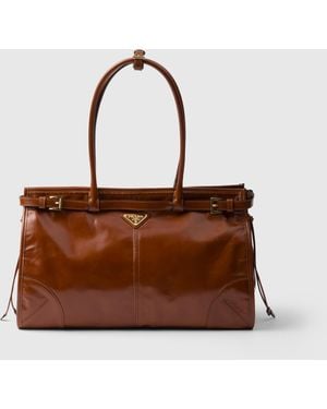 Prada Bonnie Large Leather Handbag - Brown