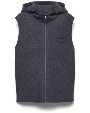 Prada Chaleco De Lana Y Cachemir Con Cremallera, Hombre, Talla - Azul