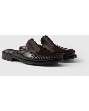 Prada Mules Aus Gebürstetem Leder - Weiß