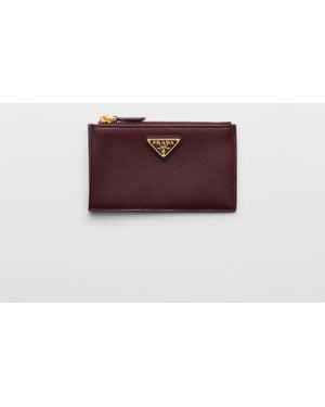 Prada Saffiano Leather Card Holder - Purple